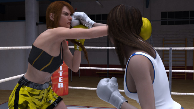 Обои картинки фото 3д графика, спорт , sport, ринг, фон, взгляд, девушки, бокс