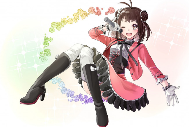 Обои картинки фото аниме, kantai collection, девушка, взгляд, фон