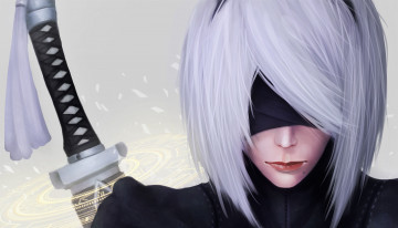 Картинка видео+игры nier +automata маска фон девушка
