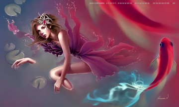 Картинка календари фэнтези рыба девушка calendar 2019 водоем