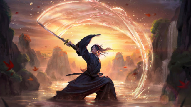 Обои картинки фото фэнтези, люди, самурай