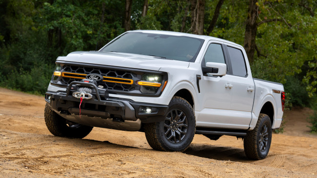 Обои картинки фото 2024 ford f-150 tremor supercrew, автомобили, ford, f150, tremor, super, crew, пикап, форд, белый