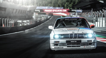 Картинка bmw+m3 автомобили bmw белый стадион трек дорога