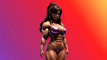 Картинка 3д+графика люди+ people девушка купальник мышцы