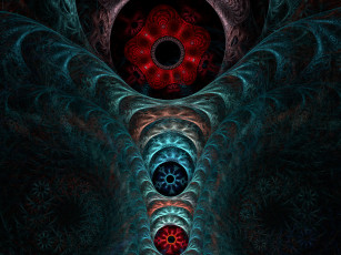 Картинка 3д графика fractal фракталы тёмный узор абстракция