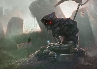 Картинка фэнтези нежить смерть коса черепа apple компьютер