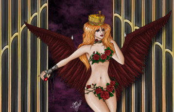 Картинка фэнтези демоны розы крылья