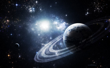 Картинка космос арт свечения звёзды планеты