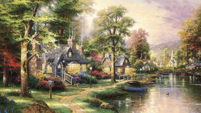 Обои картинки фото thomas, kinkade, рисованные