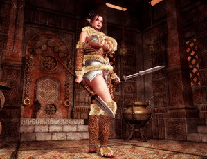 Картинка 3д графика elves эльфы копье меч