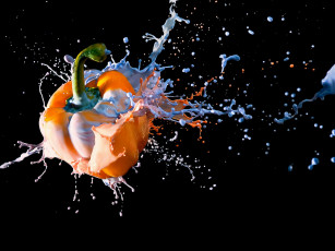 Картинка еда перец бризги фон