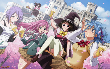 обоя аниме, rosario, vampire, волшебница, сукуб, вампир, мороженое, девушки