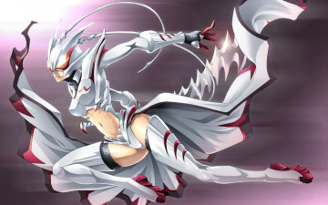 Картинка аниме weapon blood technology полет костюм девушка минимализм