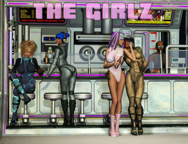 Обои картинки фото 3д, графика, people, люди, бар, бутылка, наушники, бармен