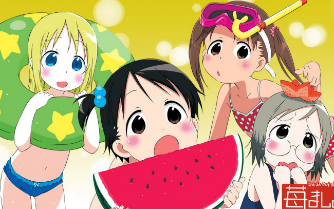 Обои картинки фото аниме, ichigo, mashimaro, девушки