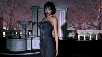 Картинка 3д графика people люди девушка платье