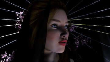 Картинка 3д графика portraits портрет девушка лицо сакура