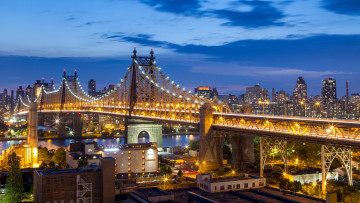 Картинка queensboro bridge new york city города нью йорк сша manhattan мост 59-й улицы nyc куинсборо ночной город