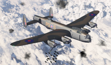 Картинка авиация 3д рисованые graphic самолет облака бомбы