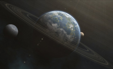 Картинка космос арт кольца планеты