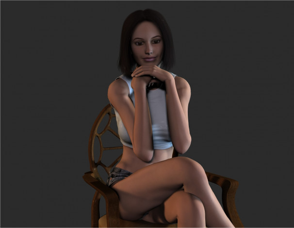 Обои картинки фото 3д, графика, people, люди, кресло, девушка
