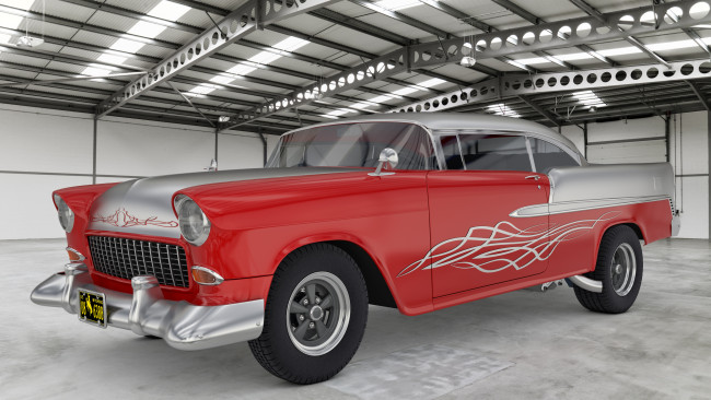 Обои картинки фото автомобили, 3д, chevrolet, 1955