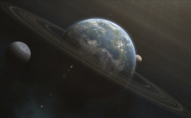 Обои картинки фото космос, арт, кольца, планеты