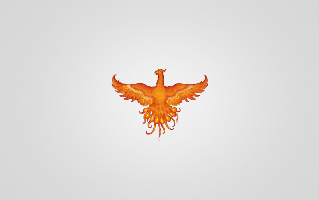 Обои картинки фото рисованные, минимализм, красная, птица, феникс, phoenix, светлый, фон, fenix