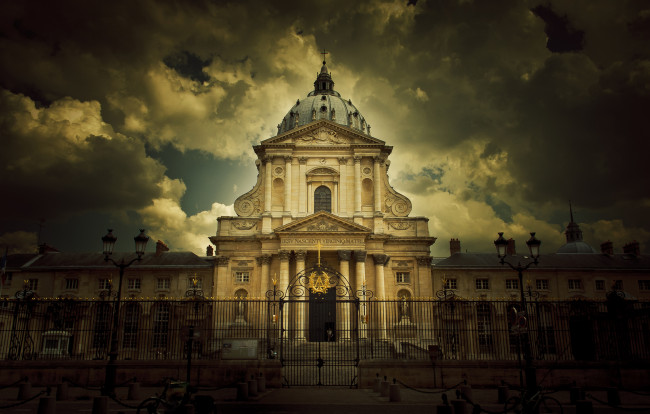 Обои картинки фото франция, иль, де, франс, париж, города, тучи, ограда, дворец