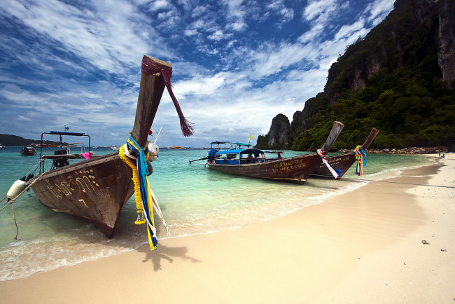 Обои картинки фото корабли, лодки,  шлюпки, океан, тропики, пляж