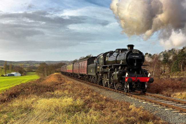 Обои картинки фото техника, паровозы, паровоз, дорога, железная