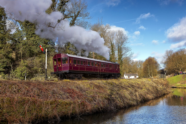 Обои картинки фото техника, вагоны, железная, паровоз, дорога