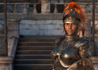 Картинка 3д+графика амазонки+ amazon девушка фон взгляд доспехи