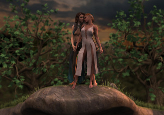 Картинка 3д+графика люди+ people девушки взгляд фон