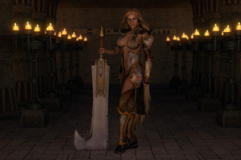 Картинка 3д+графика амазонки+ amazon девушка оружие фон взгляд