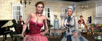 Картинка 3д+графика люди+ people девушки взгляд фон интерьер