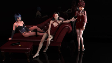 Картинка 3д+графика люди+ people диван взгляд фон девушки