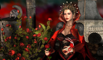 Картинка 3д+графика люди+ people девушка взгляд фон цветы белка