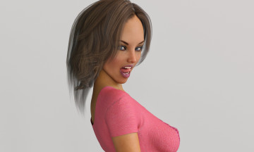 Картинка 3д+графика портрет+ portraits взгляд девушка улыбка фон