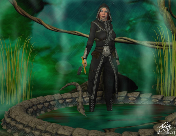 Обои картинки фото 3д графика, фантазия , fantasy, девушка, взгляд, фон