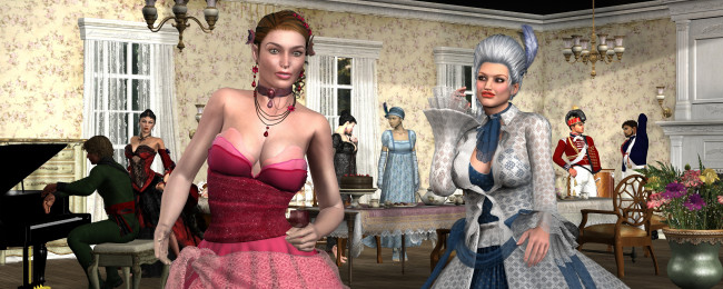 Обои картинки фото 3д графика, люди , people, девушки, взгляд, фон, интерьер