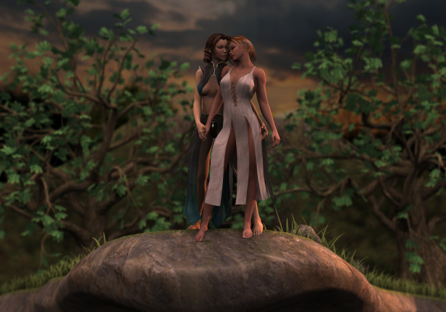 Обои картинки фото 3д графика, люди , people, девушки, взгляд, фон