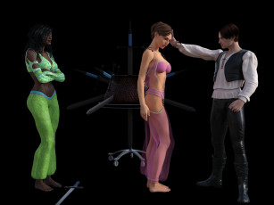 Картинка 3д+графика люди+ people взгляд девушки иллюзионисты фон