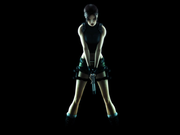 Обои картинки фото 3д графика, люди , people, пистолет, взгляд, фон, девушка