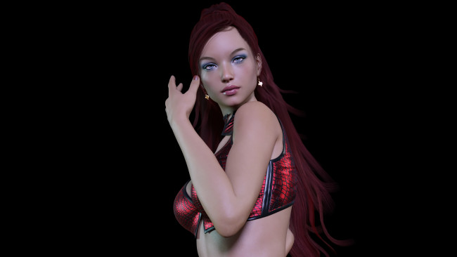 Обои картинки фото 3д графика, люди , people, взгляд, девушка, фон