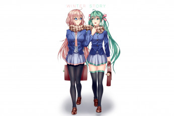 Картинка аниме vocaloid девушки взгляд фон