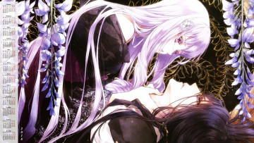 Картинка календари аниме девушка двое цветы