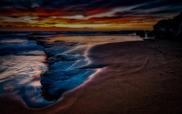 Картинка природа побережье ночь камни море