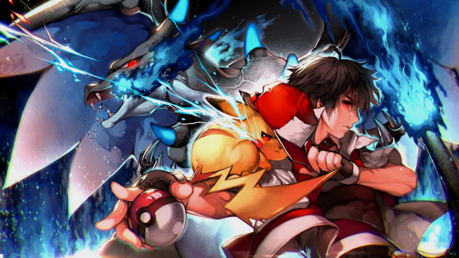 Обои картинки фото аниме, pokemon, пикачу, эш