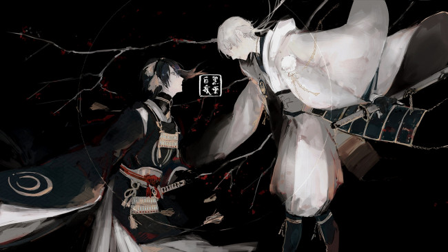 Обои картинки фото аниме, touken ranbu, танец, мечей